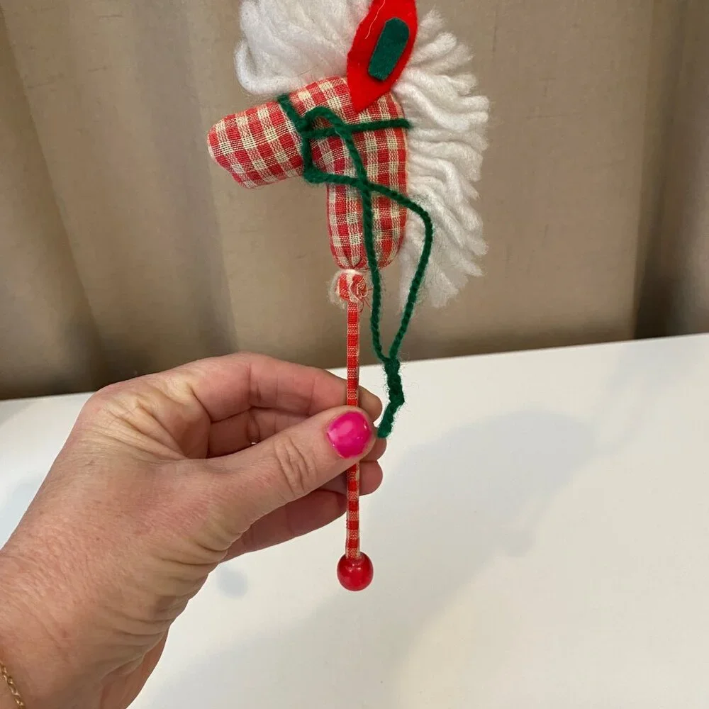 Vintage Hobby‎ Horse Christmas Ornament Red & White Checkered 8”